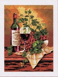 Вышивка Виноград и вино крестом, схема в PDF №20178