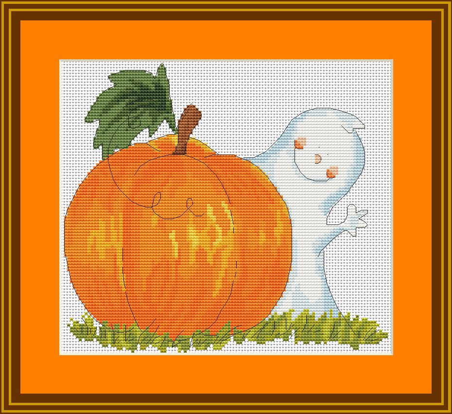 Схема вышивки тыквы крестом