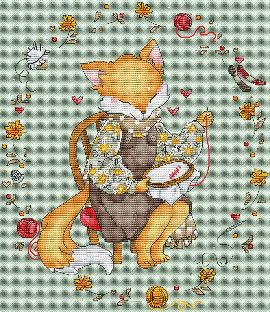 Стимпанковский кот от Алисы Окнеас. Вышивка крестом