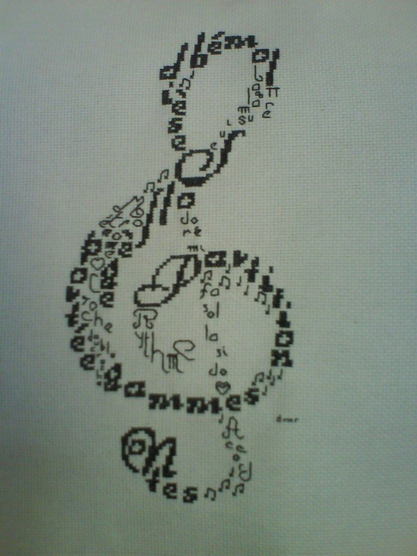 Вышивка Скрипичный ключ крестом, схема в PDF №5160