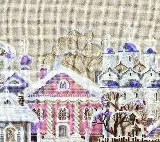 Вышивка Зимний город