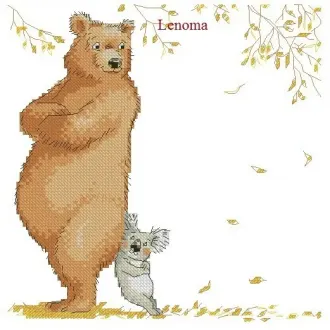 Вышивка Медведь и коала