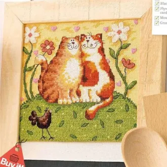 Вышивка Котики на полянке