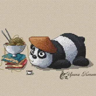Вышивка Панда с едой