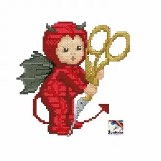 Вышивка Маленький дьявол с ножницами