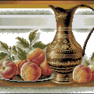 Вышивка Персики с кувшином