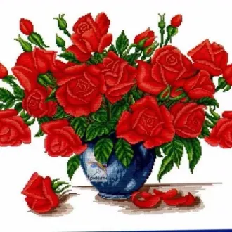 Вышивка Ваза с розами