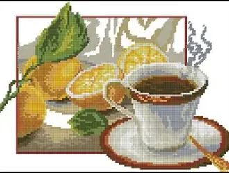 Вышивка Чай с лимоном