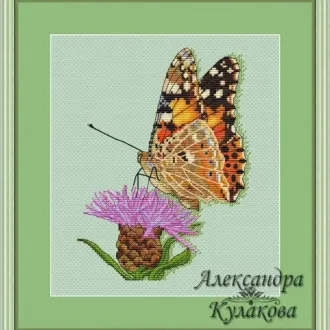 Вышивка Бабочка на цветке
