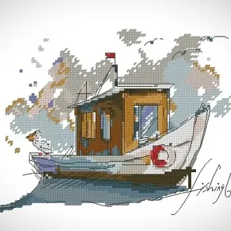 Вышивка Рыбацкая лодка