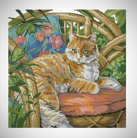 Вышивка Отдыхающий кот