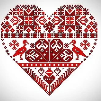Вышивка Красное сердце