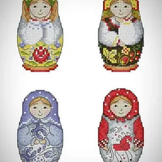 Вышивка  Магнитики матрешки