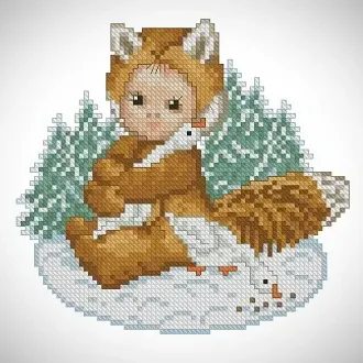 Вышивка Малыш в костюме лисы