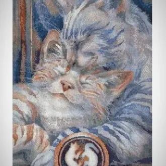 Вышивка Сонный кот