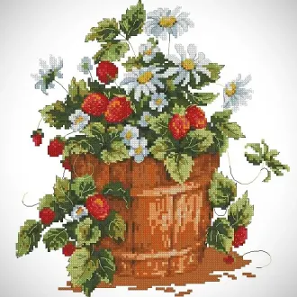 Вышивка Корзина с земляникой