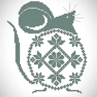 Вышивка Мышь снежинка