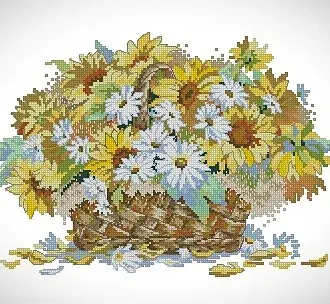 Вышивка Корзинка с подсолнухам