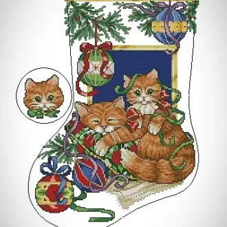 Вышивка Спящие новогодние котики