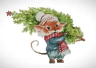 Вышивка Мышка с елочкой