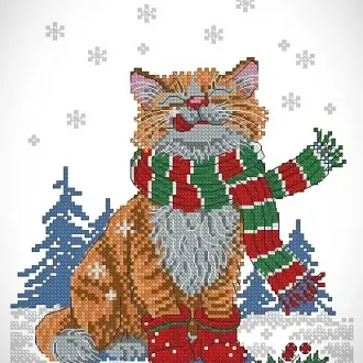 Вышивка Котенок в шарфе