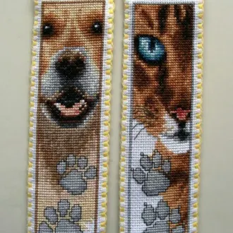 Вышивка Закладки кот и собака