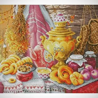 Вышивка Чай с самоваром