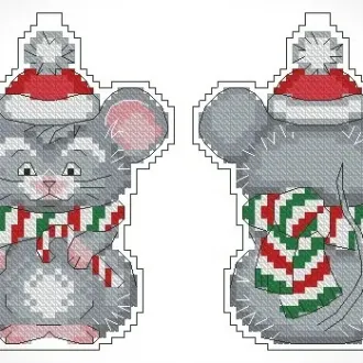 Вышивка Елочная игрушка мышонок