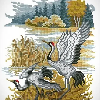 Вышивка Журавли