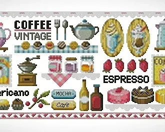 Вышивка Винтажная кофейня