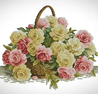 Вышивка Розы в корзинке