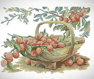 Вышивка Корзина с абрикосами