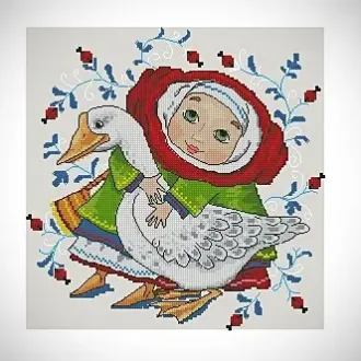 Вышивка Девочка с гусем