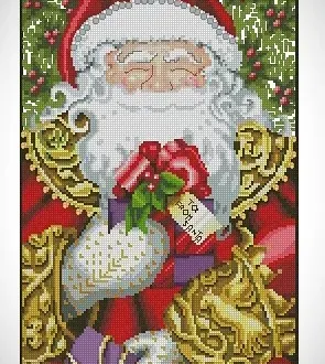 Вышивка Санта с цветами