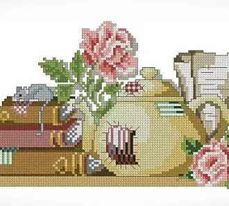 Вышивка Мышки на книжных полках