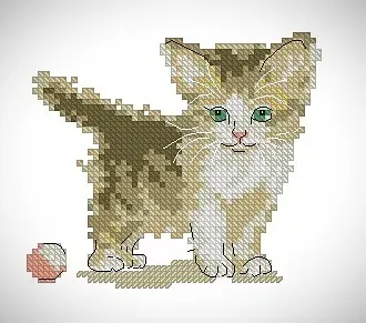 Вышивка котенок