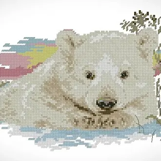 Вышивка Белый мишка