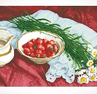Вышивка Клубника со сливками