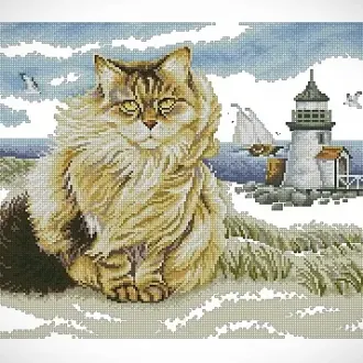 Вышивка Кот хранитель маяка
