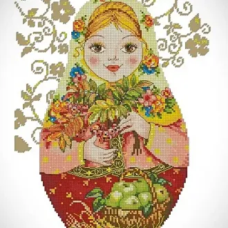 Вышивка Матрешка Осень
