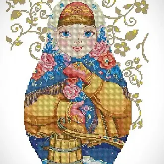 Вышивка Матрешка Зима