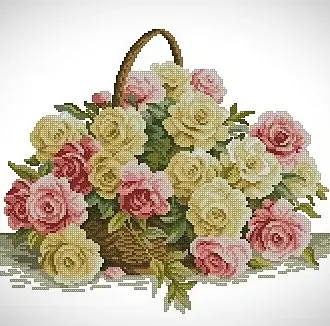 Вышивка Корзина с розами