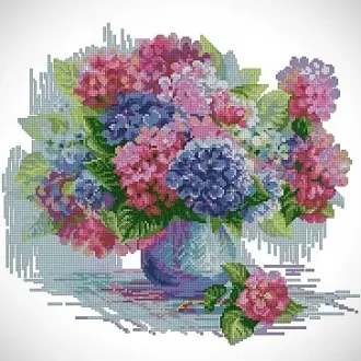 Вышивка Корзина с Гортензиями