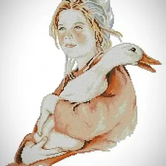 Вышивка Девочка и гусь