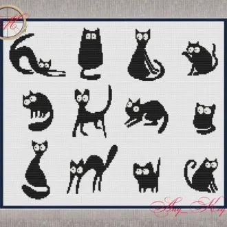 Вышивка Котики