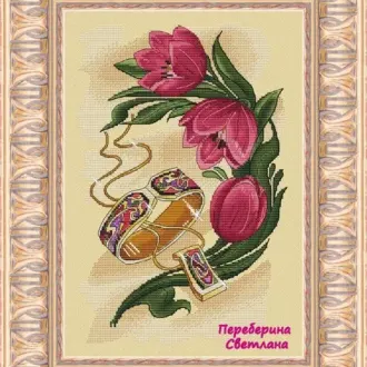 Вышивка Тюльпаны и браслет