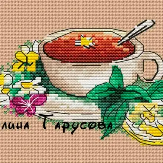 Вышивка Кружка чая