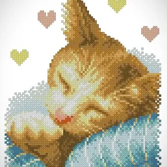 Вышивка Спящий котенок