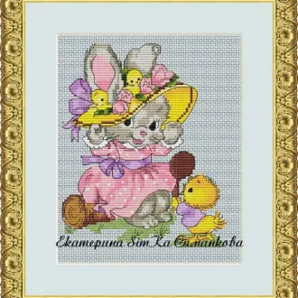 Вышивка Зайка с цыпленком