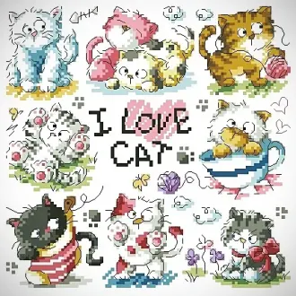 Вышивка Котики